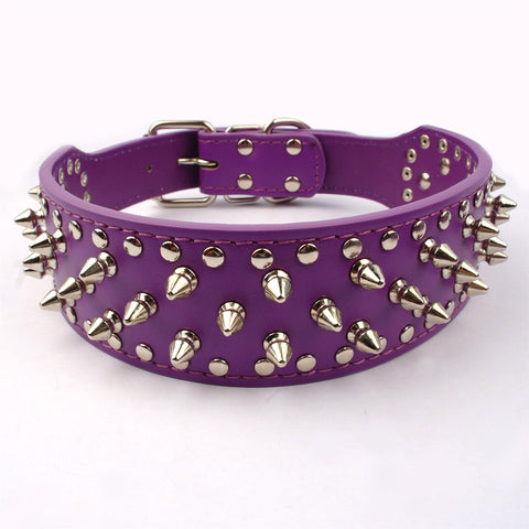 Spiked Studded Leather Dog Pet Pitbull Harness Chest 26"-34"  Collar & Leash Set For Medium Large Dogs