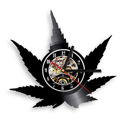 Ganja Leaf Vintage Vinyl Record wall Clock Quartz Clock