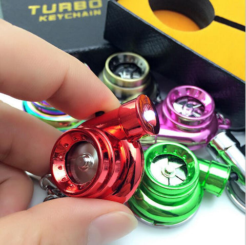 Turbo Keychain Car Parts Model Matte Sleeve Spinning Turbine Turbocharger with box (non Rechargeable)