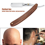 Carbon Steel Men's Straight Razor Antique Retro Wood Handle Folding Barber Male Beard Shaver with Shaving Razor Blade Gift