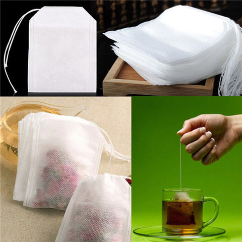 New Teabags 100Pcs/Lot 5.5 x 7CM Empty Tea Bags With String Heal Seal Filter Paper for Herb Loose Tea