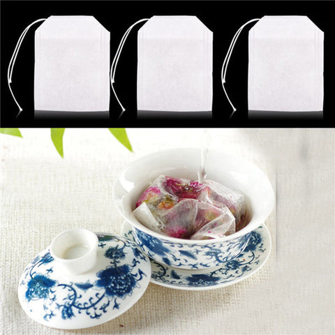 New Teabags 100Pcs/Lot 5.5 x 7CM Empty Tea Bags With String Heal Seal Filter Paper for Herb Loose Tea