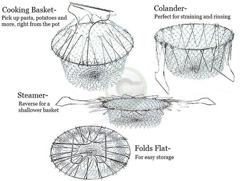 Foldable Steam Rinse Strain Fry