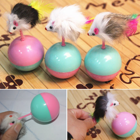 Durable Pet Cat Toys Mimi Favorite fur Mouse Tumbler Plastic Toys Balls for Cats dogs play 5.5cm