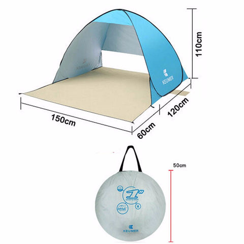 Outdoor Summer Beach Tent UV Protection Automatic Pop up Cabana Sun Shelter for 1-2 Person