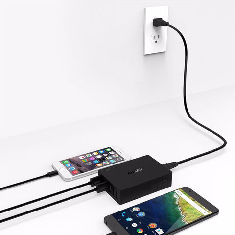 AUKEY Multi USB Charger Dual Quick Charge 3.0 Ports + 4 USB Ports Fast Turbo Wall Charger for Samsung LG G5 iPhone iPad &More PC