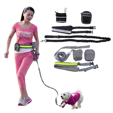 Elastic belt Running dog leash lead sports jogging walking pet collar rope hand free waist