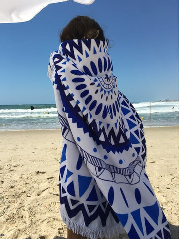 150CM Round Beach Towel With Tassels Microfiber Large