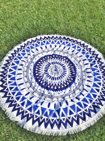 150CM Round Beach Towel With Tassels Microfiber Large