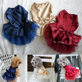 Dog Lace Skirt Clothes Wedding Party Pet Cat Bowknot Tutu Dress Princess Costume