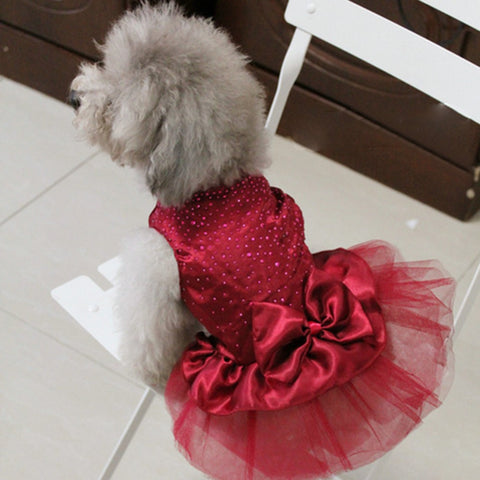 Dog Lace Skirt Clothes Wedding Party Pet Cat Bowknot Tutu Dress Princess Costume