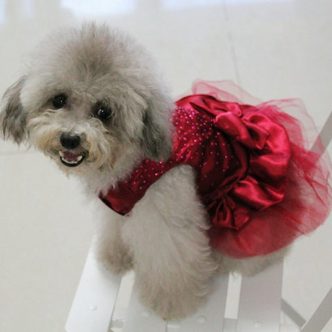 Dog Lace Skirt Clothes Wedding Party Pet Cat Bowknot Tutu Dress Princess Costume