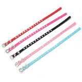 Puppy Dogs Collar Bell Rhinestone PU Leather Cat Supply Collars Pet Neck Strap