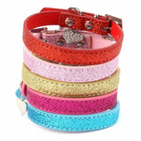 Hot Bling Crystal Pendant Leather Pet Dog Collars