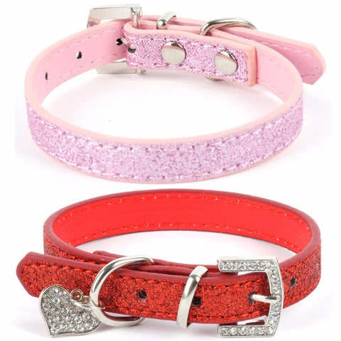 Hot Bling Crystal Pendant Leather Pet Dog Collars