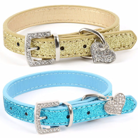 Hot Bling Crystal Pendant Leather Pet Dog Collars