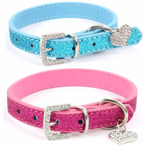 Hot Bling Crystal Pendant Leather Pet Dog Collars