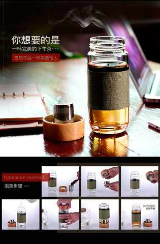 Tea Infuser Glass Cup Stainless Steel Filter borosilicate glass