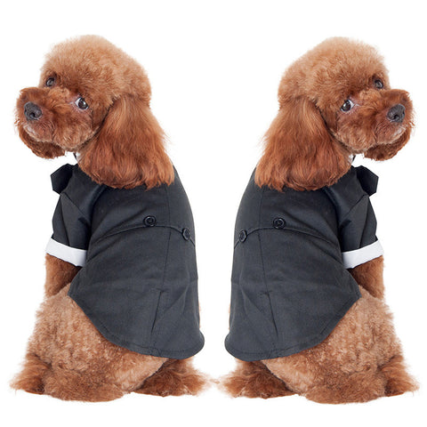 Hot Pet Dogs Cat Clothing Prince Wedding Suit Tuxedo Bow Tie Puppy Clothes Coat