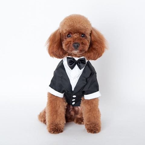 Hot Pet Dogs Cat Clothing Prince Wedding Suit Tuxedo Bow Tie Puppy Clothes Coat