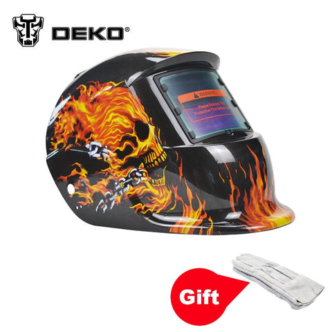 Skull Solar auto darkening  MIG MMA electric welding mask/helmet With Welding Gloves