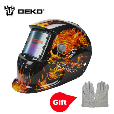 Skull Solar auto darkening  MIG MMA electric welding mask/helmet With Welding Gloves