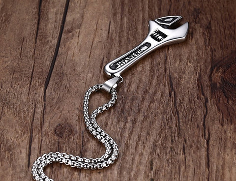 Mens Necklaces Stainless Steel Mechanic Wrench 24 "