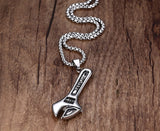 Mens Necklaces Stainless Steel Mechanic Wrench 24 "