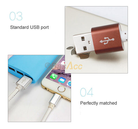 20cm / 100cm Super Strong Leather Metal Plug Micro USB Cable for iPhone 6 6s Plus 5s 5 iPadmini / Samsung / Xiaomi