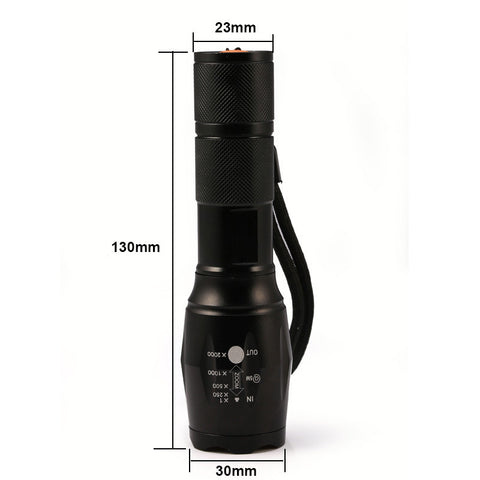 XM-L2 6000LM Tactical Flashlight Torch Zoom 3xAAA or 1x 18650 Rechargeable Battery