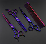 7.0 inch Pet Scissors Dog Grooming Scissors Set Straight & Curved & Thinning Shears Sharp Edge Animals Hair Cutting Tools Kit