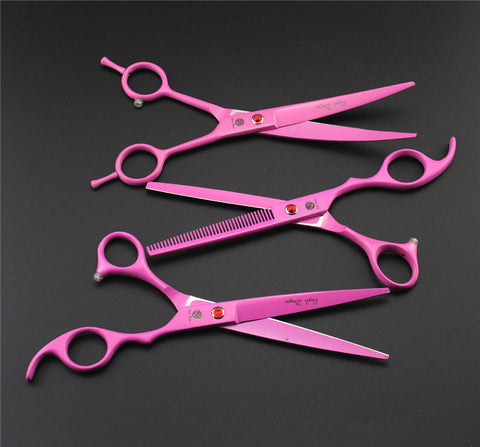 7.0 inch Pet Scissors Dog Grooming Scissors Set Straight & Curved & Thinning Shears Sharp Edge Animals Hair Cutting Tools Kit