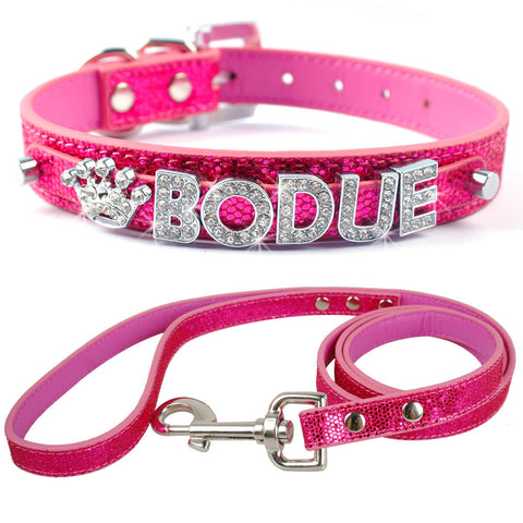 Bling Personalized Pet Dog Collar Rhinestone Customized Free Name Diamond Bucklet XS S M L