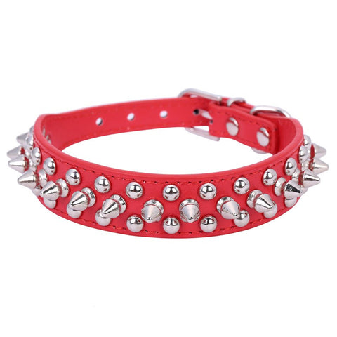 Punk Style Spiked Pet Dog Collar Round Bullet Nail Rivet Studded Collar Neck Strap Pitbull Collar PU Leather Pet roducts