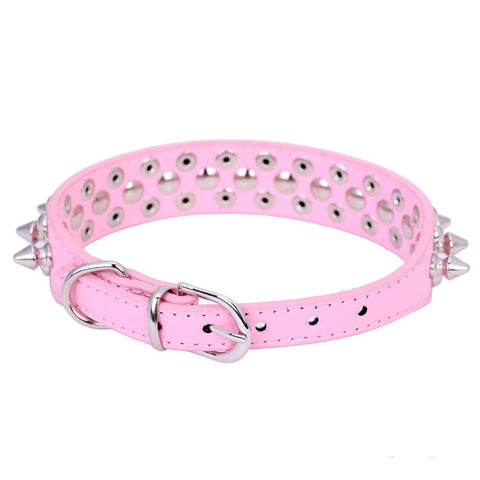 Punk Style Spiked Pet Dog Collar Round Bullet Nail Rivet Studded Collar Neck Strap Pitbull Collar PU Leather Pet roducts