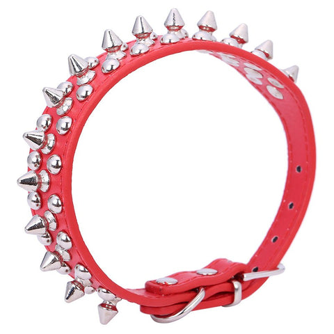 Punk Style Spiked Pet Dog Collar Round Bullet Nail Rivet Studded Collar Neck Strap Pitbull Collar PU Leather Pet roducts