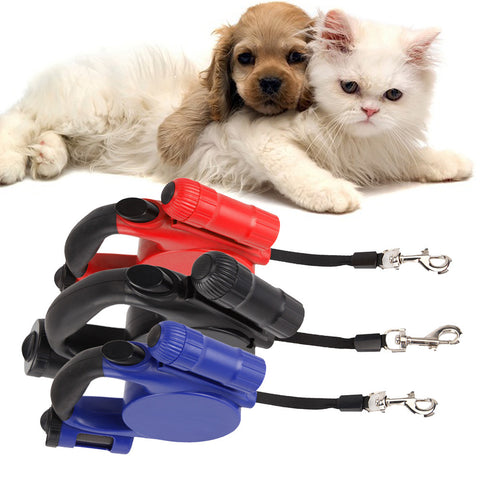 4.5M/5M Retractable Dog Leash with LED Lights with Waste Poop Garbage Bag