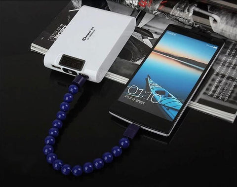 Crystal Beads Hand Chain Bracelet Lace Line 8Pin USB Sync Data Charging Cable Cords For ios Android