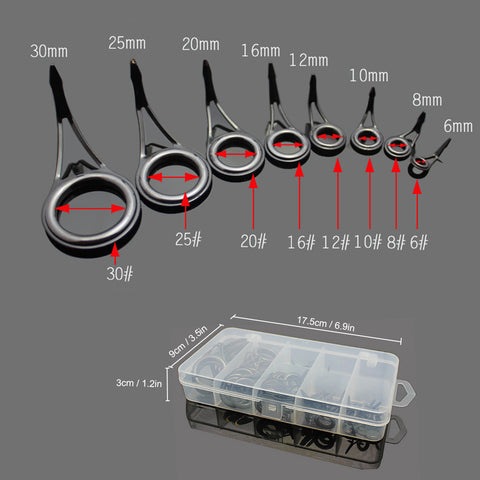 75pcs/Lot  Various Sizes Fishing Rod Guide Tip Repair Kit Set