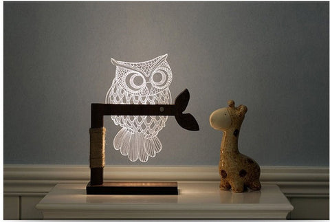 3D Acrylic Owl Nightlight Visual Led Night Lights