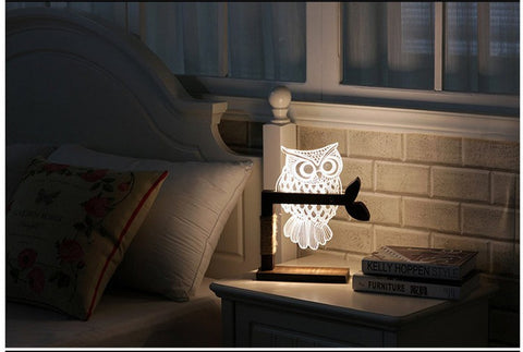 3D Acrylic Owl Nightlight Visual Led Night Lights