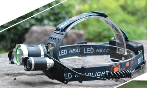 10000Lumen CREE XML T6+2R5 LED Headlight 4mode torch +2x18650 battery+EU/US Car charger