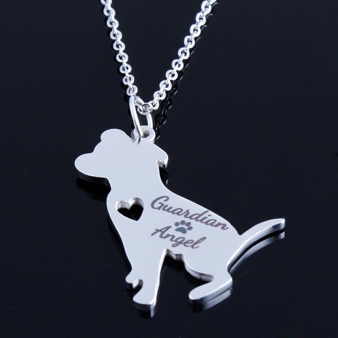 Guardian Angel PitBull Charm Necklace Jewelry