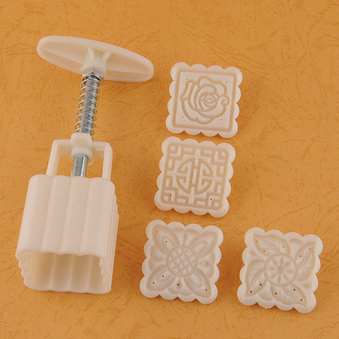 New 4Patterns Square Moon cake Fondant Sugarcraft Decorating Cookies Mold Mould Baking Tool Set Hot