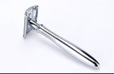 Chrome Long Handle Men's Barber Shaving Safety Blade Razor Classic Stainless Shaver +5 Blades +Case