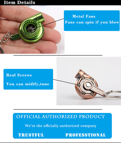 Sleeve Bearing Spinning Turbo Turbine Keychain Key Chain Keyring