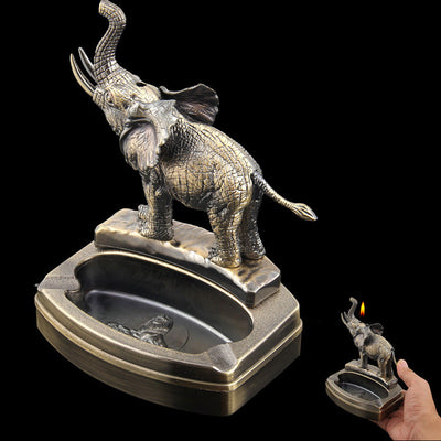 Elephant Shape Metal Ashtray Lighter