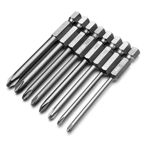 8pcs 75mm Magnetic Long Hex For Cross Head Screwdriver Bits