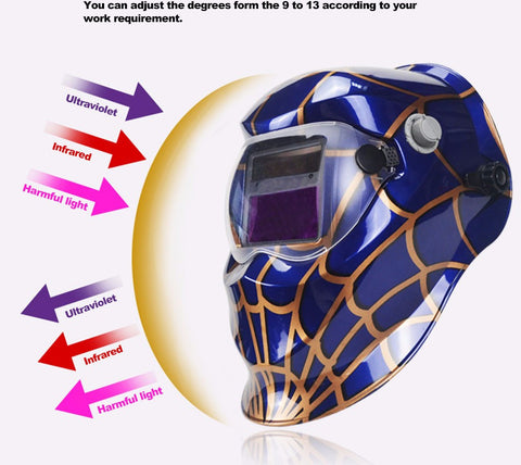 Blue Spider Solar Auto Darkening Electric Welding Mask/Helmet/Welder Cap/Welding Lens for Welding Machine