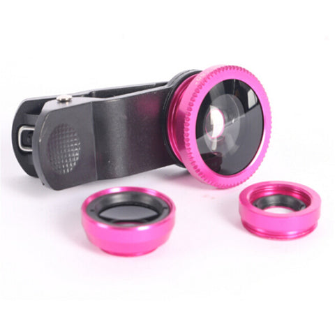 3in1 Clip On 180 Degreen Fisheye+Wide Angle+Macro Lens For Cell Phone Universal